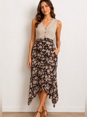 Joule mixed-media sleeveless maxi Dress